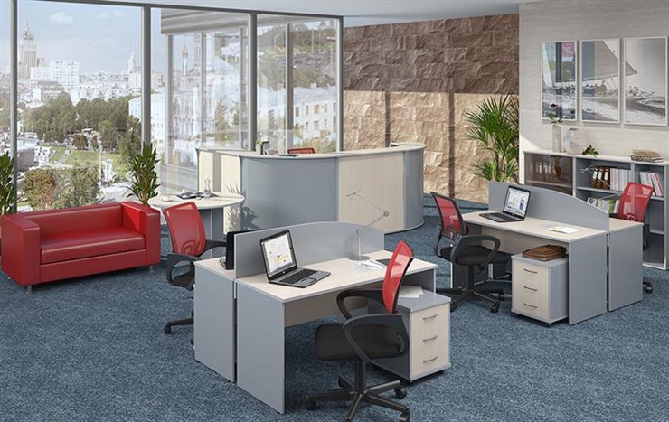 Офисный набор мебели IMAGO три стола, 2 шкафа, стеллаж, тумба в Рязани - изображение 1